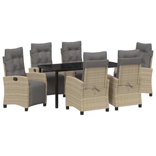 Rantry 7-teiliges Garten-ESS-Set Beige Poly Rattan Tisch Und Stuhl Für Garten von Rantry