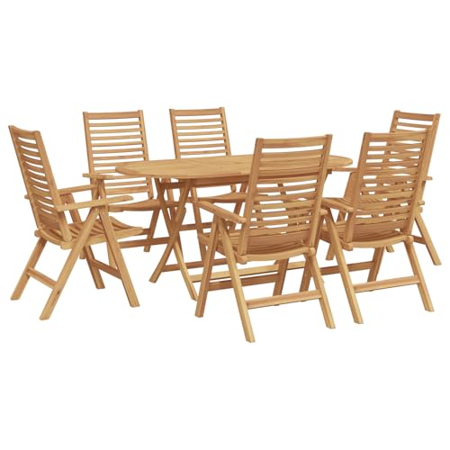 Rantry 7-teiliges Garten Essbereich Klappbar Massivholz Teak, Gartenstühle 2 Stück Massivholz Teak Gartenlounge Model3356879 von Rantry