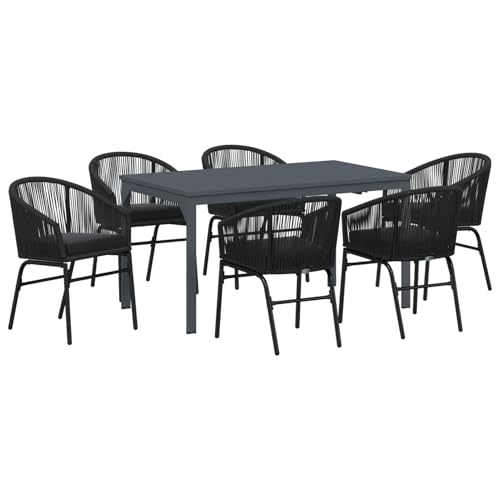 Rantry 7-teiliges Garten Essgruppen Set mit Kissen Schwarz Poly Rattan Gartenlounge Model3378824 Rantry 7-teiliges Garten Essgruppen Set mit Kissen Schwarz Poly Rattan Gartenlounge Model3378824 von Rantry