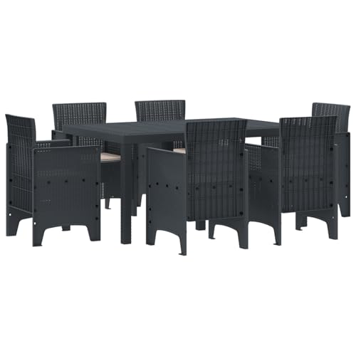 Rantry 7 teiliges Garten Essset mit Kissen Anthrazit Poly Rattan Tisch Und Stuhl Für Garten Rantry 7 teiliges Garten Essset mit Kissen Anthrazit Poly Rattan Tisch Und Stuhl Für Garten von Rantry