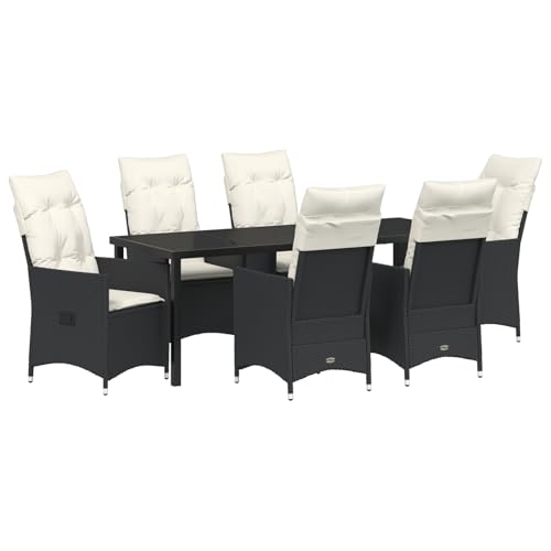 Rantry 7-teiliges Garten Esstisch Set mit Kissen in Schwarz aus Poly Rattan Gartenlounge Model3379539 Rantry 7-teiliges Garten Esstisch Set mit Kissen in Schwarz aus Poly Rattan Gartenlounge Model3379539 von Rantry