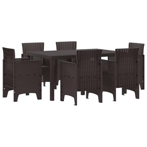 Rantry 7-teiliges Garten-Esszimmer-Set Braun Poly-Rattan Tisch Und Stuhl Für Garten von Rantry