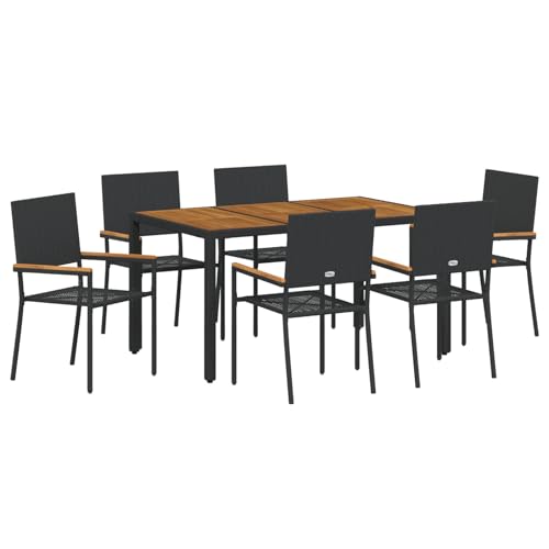 Rantry 7-teiliges Garten Esszimmer Set Schwarz Poly Rattan, Stapelbare Gartenstühle mit Kissen - 2-teiliges Set in Schwarz Poly Rattan Gartenlounge Model3365408 Rantry 7-teiliges Garten Esszimmer Set Schwarz Poly Rattan, Stapelbare Gartenstühle mit Kissen - 2-teiliges Set in Schwarz Poly Rattan Gartenlounge Model3365408 von Rantry