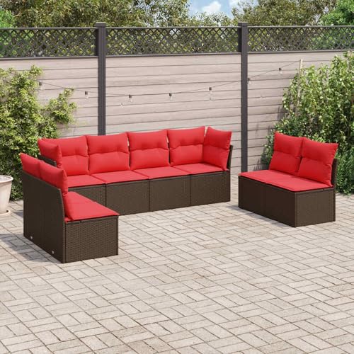 Rantry 8-TLG. Garten-Sofagarnitur mit Kissen Braun Poly Rattan Gartenlounge Model3217454 von Rantry