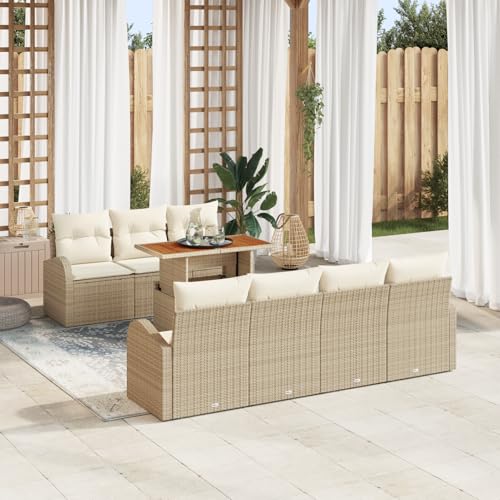Rantry 8-teiliges Garten-Essgruppen-Set mit Kissen Beige Poly Rattan Akazie Gartenlounge Model3349546 Rantry 8-teiliges Garten-Essgruppen-Set mit Kissen Beige Poly Rattan Akazie Gartenlounge Model3349546 von Rantry