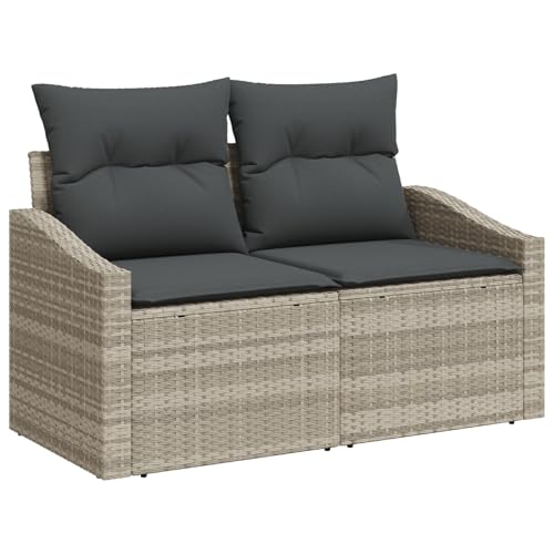 Rantry 8-teiliges Garten-Essm?Bel Set mit Kissen in Lichtgrau aus Poly-Rattan Gartenlounge Model3355441 von Rantry