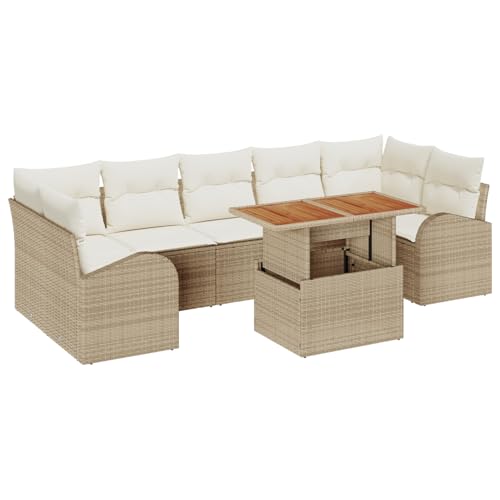 Rantry 8-teiliges Garten Esstisch Set mit Kissen Beige Poly Rattan Akazie Gartenlounge Model3349553 Rantry 8-teiliges Garten Esstisch Set mit Kissen Beige Poly Rattan Akazie Gartenlounge Model3349553 von Rantry