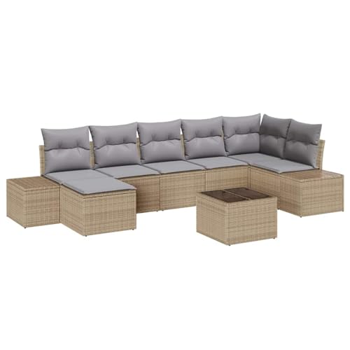 Rantry 8-teiliges Garten-Sofa-Set mit Kissen in Schwarz Poly-Rattan Gartenlounge Model3347160 von Rantry