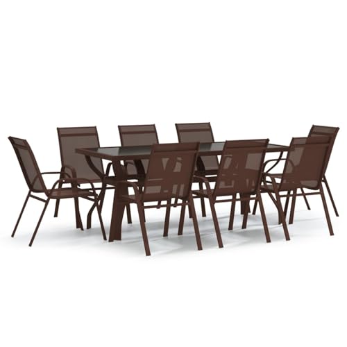 Rantry 9-TLG. Garten-Essgruppe Braun und Schwarz Tisch Und Stuhl Für Garten von Rantry