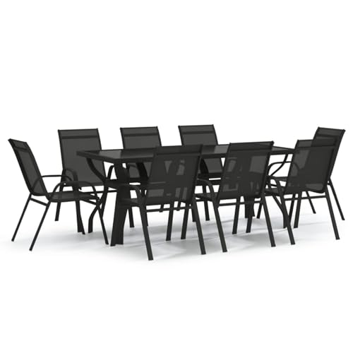 Rantry 9-TLG. Garten-Essgruppe Schwarz Tisch Und Stuhl Für Garten Rantry 9-TLG. Garten-Essgruppe Schwarz Tisch Und Stuhl Für Garten von Rantry