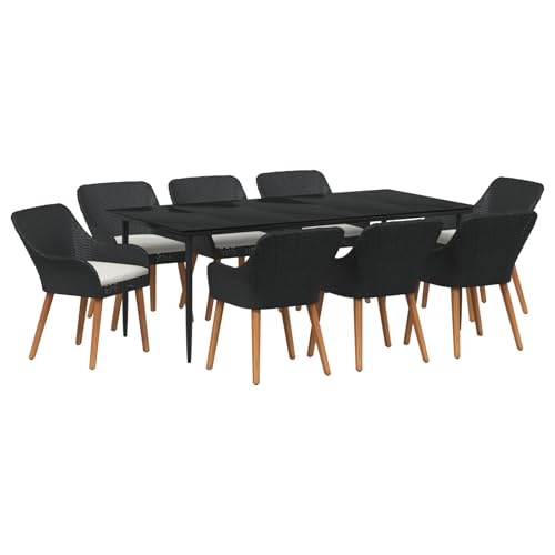 Rantry 9-teiliges Garten Esstisch Set Schwarzes Poly-Rattan Tisch Und Stuhl Für Garten Rantry 9-teiliges Garten Esstisch Set Schwarzes Poly-Rattan Tisch Und Stuhl Für Garten von Rantry