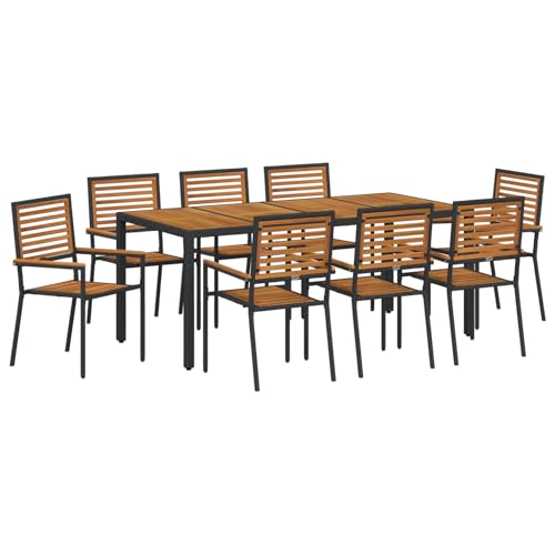 Rantry 9-teiliges Garten Esszimmer Set Schwarzes Poly-Rattan Akazie, Stapelbare Gartenstühle mit Kissen 2 Stück Schwarz Poly-Rattan Gartenlounge Model3365444 Rantry 9-teiliges Garten Esszimmer Set Schwarzes Poly-Rattan Akazie, Stapelbare Gartenstühle mit Kissen 2 Stück Schwarz Poly-Rattan Gartenlounge Model3365444 von Rantry