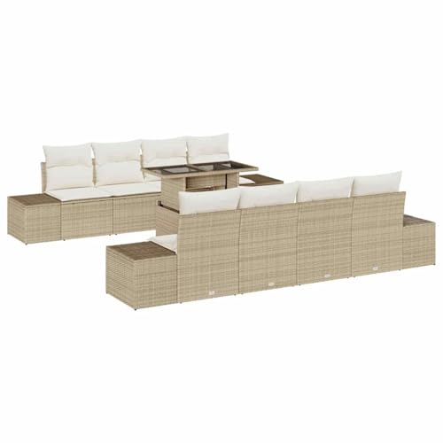 Rantry 9-teiliges Garten Sofa Set mit Kissen Beige Poly Rattan Gartenlounge Model3349147 von Rantry