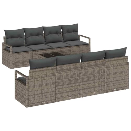 Rantry 9-teiliges Garten-Sofa-Set mit Kissen Grau Poly Rattan, 2-Sitzer Garten-Sofa mit Kissen Grau Poly Rattan Gartenlounge Model3346309 Rantry 9-teiliges Garten-Sofa-Set mit Kissen Grau Poly Rattan, 2-Sitzer Garten-Sofa mit Kissen Grau Poly Rattan Gartenlounge Model3346309 von Rantry