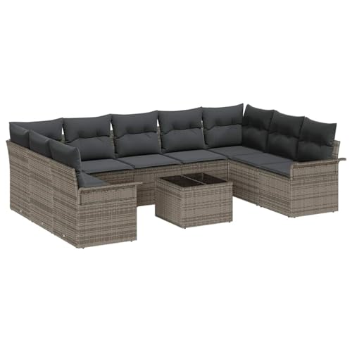 Rantry 9-teiliges Garten Sofa Set mit Kissen Schwarz Poly Rattan Gartenlounge Model3345529 von Rantry