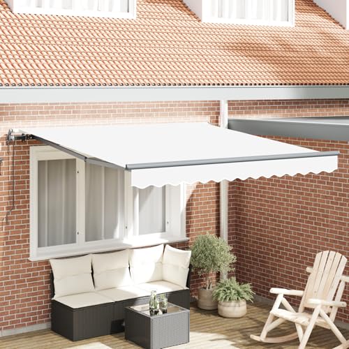 Rantry Automatische Einziehbare Markise Weiß 300x250 cm, Markisenersatzstoff für 3x2.5 m Rahmen Weiß Standmarkise Model3330075 von Rantry