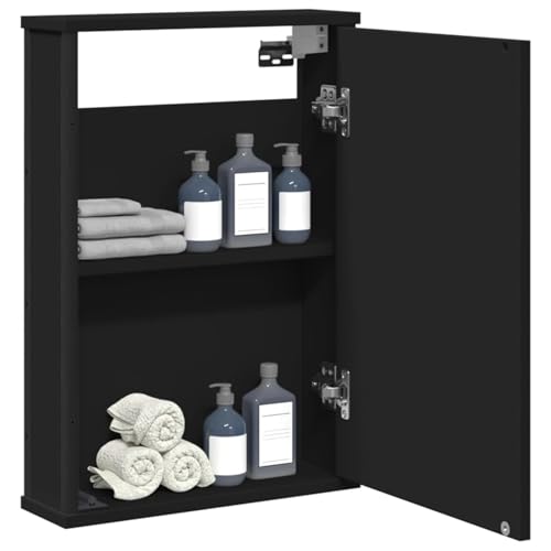 Rantry Bad-Spiegelschrank Schwarz 42x12x60 cm Holzwerkstoff Badezimmerspiegelschrank Model842431 von Rantry