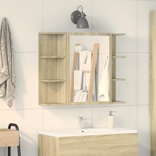 Rantry Bad-Spiegelschrank Sonoma-Eiche 80x20,5x64 cm Holzwerkstoff Badezimmerspiegelschrank Model849603 von Rantry