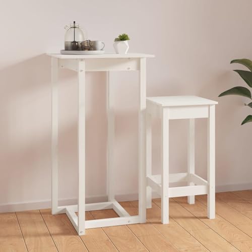 Rantry Bartisch Weiß 60x60x110 cm Massivholz Kiefer Stehtisch Model822178 von Rantry