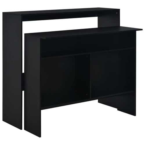 Rantry Bartisch mit 2 Tischplatten Schwarz 130x40x120 cm Stehtisch Model280218 von Rantry
