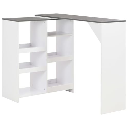 Rantry Bartisch mit Beweglichem Regal Weiß 138x39x110 cm Stehtisch Model280226 von Rantry