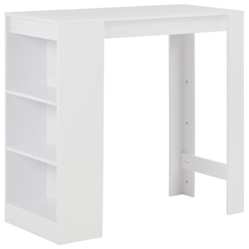 Rantry Bartisch mit Regal Weiß 110x50x103 cm Stehtisch Model280211 von Rantry