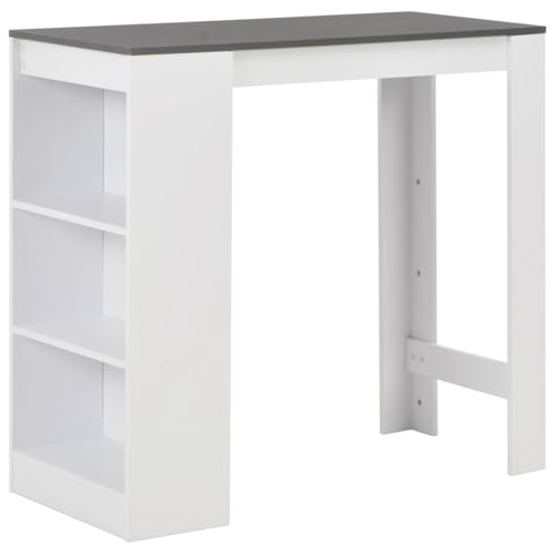 Rantry Bartisch mit Regal Weiß 110x50x103 cm Stehtisch Model280216 von Rantry