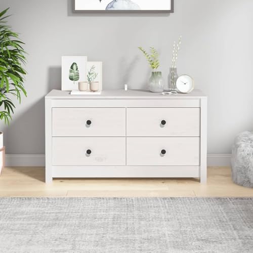 Rantry Beistellschrank Weiß 100x40x54 cm Massivholz Kiefer Anrichte Model821775 von Rantry