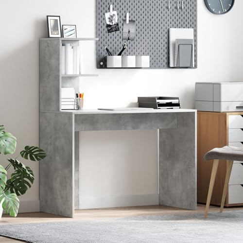 Rantry Betongrauer Schreibtisch Betongrau Spanplatte, Betonoptik Laminat PC Tisch Model869357 von Rantry