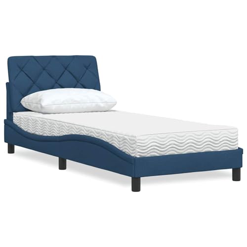 Rantry Bett mit Matratze Blau 80x200 cm Stoff Gästebett Model3310705 von Rantry