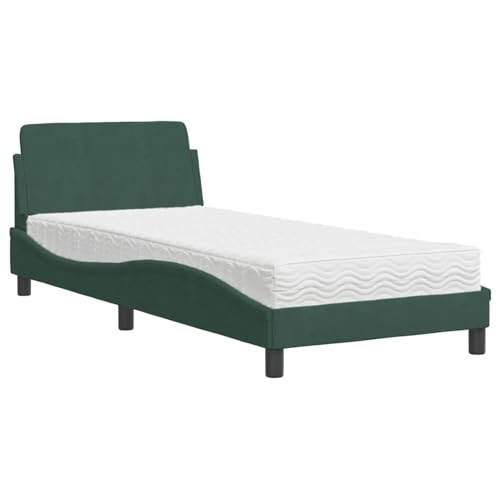 Rantry Bett mit Matratze Dover Dunkelgrün 80x200 cm Samt Holzbett Familienbett von Rantry