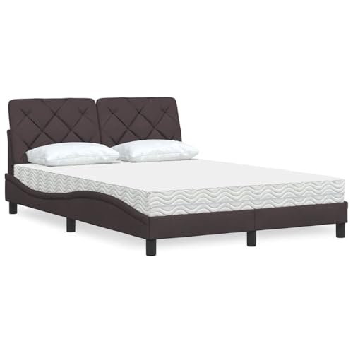 Rantry Bett mit Matratze Dunkelbraun 140x200 cm Stoff Gästebett Model3310744 von Rantry