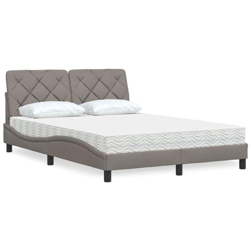 Rantry Bett mit Matratze Taupe 140x200 cm Stoff Gästebett Model3310745 von Rantry