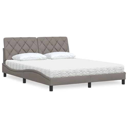 Rantry Bett mit Matratze Taupe 160x200 cm Stoff Gästebett Model3310752 von Rantry