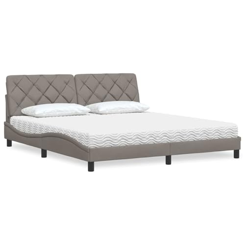 Rantry Bett mit Matratze Taupe 180x200 cm Stoff Gästebett Model3310759 von Rantry