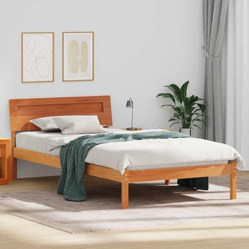 Rantry Bettgestell Wachsbraun 100 x 200 cm Massivkiefer Bed Frame Model872793 von Rantry