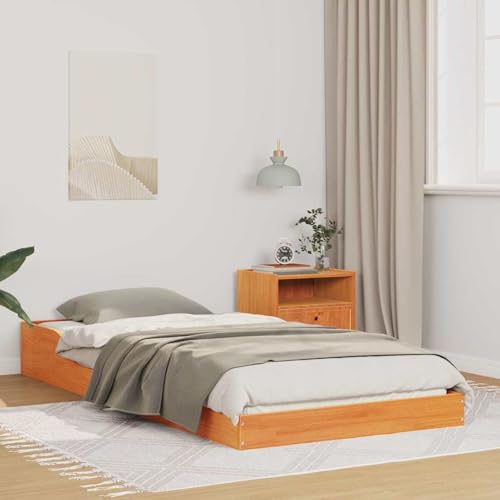 Rantry Bettgestell Wachsbraun 80 x 200 cm Massivholz Kiefer Bed Frame Model873336 von Rantry