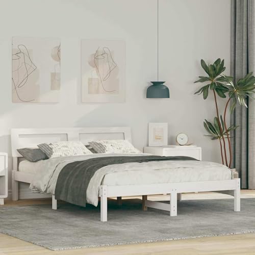 Rantry Bettgestell Weiß 120 x 200 cm Massivkiefer Bed Frame Model872780 von Rantry