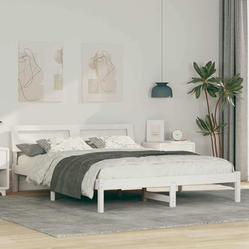Rantry Bettgestell Weiß 150 x 200 cm Massivkiefer Bed Frame Model872774 von Rantry