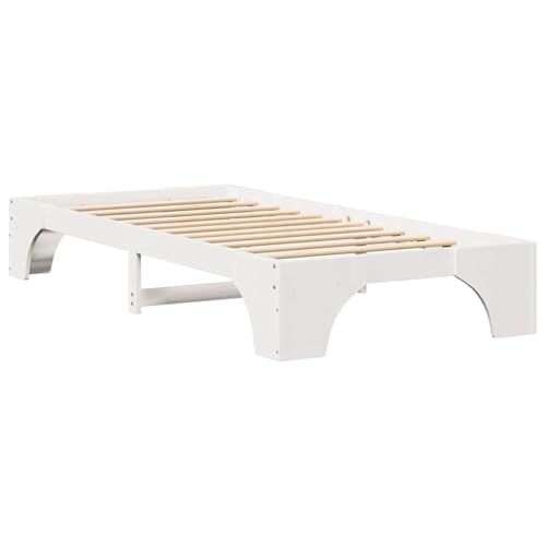 Rantry Bettgestell Weiß Holz 90 x 190 cm Minimalistisch Bettgestell Bed Frame Model872969 von Rantry