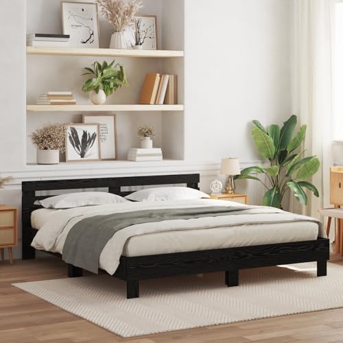 Rantry Bettgestell aus Holz Schwarze Eiche Massivholz 200 x 200 cm Bed Frame Model3333935 von Rantry