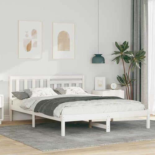 Rantry Bettgestell mit Kopfteil Weiß 150 x 200 cm Massivkiefer Bed Frame Model872228 Rantry Bettgestell mit Kopfteil Weiß 150 x 200 cm Massivkiefer Bed Frame Model872228 von Rantry