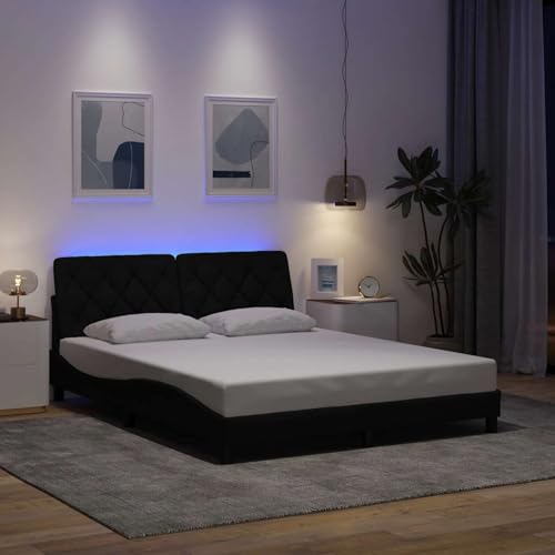 Rantry Bettgestell mit LED ohne Matratze Schwarz 160x200 cm Stoff Bed Frame Model3310680 Rantry Bettgestell mit LED ohne Matratze Schwarz 160x200 cm Stoff Bed Frame Model3310680 von Rantry