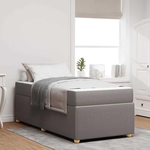 Rantry Bettgestell mit Matratze mit Matratze Taupe 80 x 200 cm Stoff Bed Frame Model3398318 von Rantry
