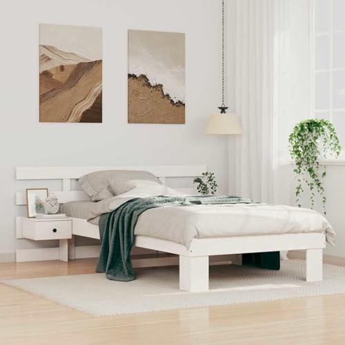 Rantry Bettgestell mit Schubladen mit Kopfteil Weiß 80 x 200 cm Massivkiefer Bed Frame Model872714 von Rantry