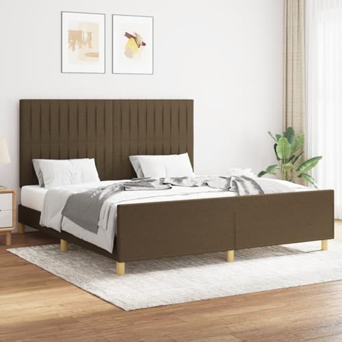 Rantry Bettgestell ohne Matratze Dunkelbraun 160x200 cm Stoff Bed Frame Model3125230 von Rantry