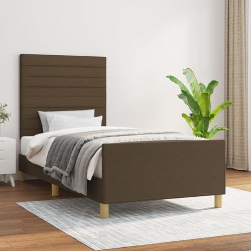 Rantry Bettgestell ohne Matratze Dunkelbraun 90x200 cm Stoff Bed Frame Model3125109 von Rantry