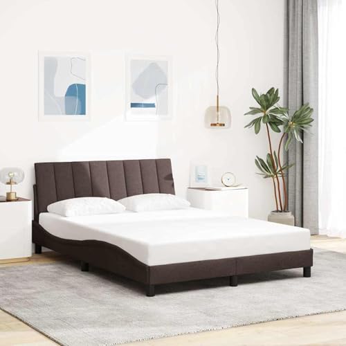 Rantry Bettgestell ohne Matratze Hanko Dunkelbraun 140x200 cm Stoff Bed Frame Model3310464 von Rantry