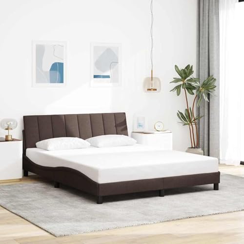 Rantry Bettgestell ohne Matratze Hanko Dunkelbraun 160x200 cm Stoff Bed Frame Model3310401 von Rantry