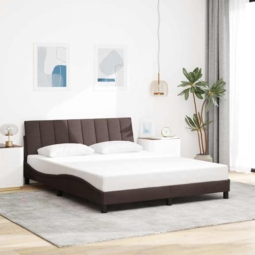 Rantry Bettgestell ohne Matratze Hanko Dunkelbraun 160x200 cm Stoff Bed Frame Model3310471 von Rantry